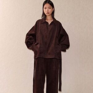 DEIJI STUDIOS Cord House Coat In Cedar Belted Slouchy Cozy Jacket FW 2023 NWT OS